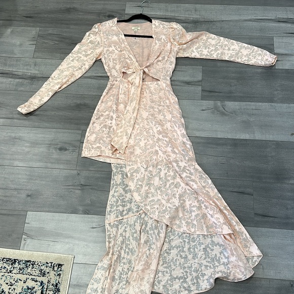 LADAIRE Cecile Tie Front Mini Dress in Cloud Pink - Picture 2 of 8